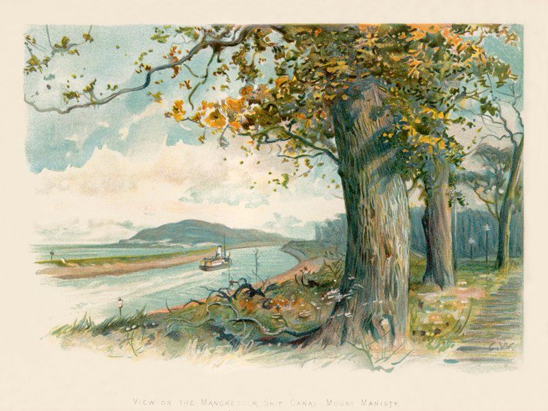 Manchester gemi kanalında görünüm - Mansty Dağı by Charles Wilkinson