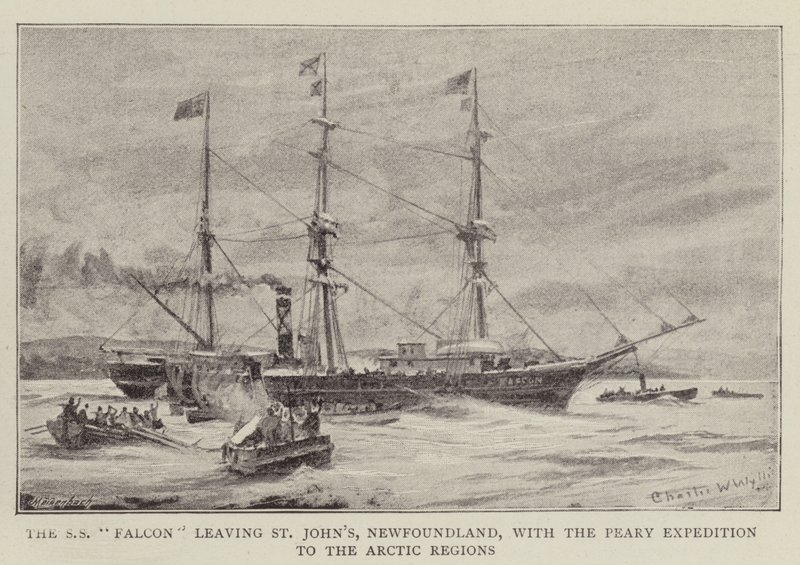 SS Falcon, Arktik Bölgelere Peary Seferi ile St John's, Newfoundland'dan ayrılıyor by Charles William Wyllie