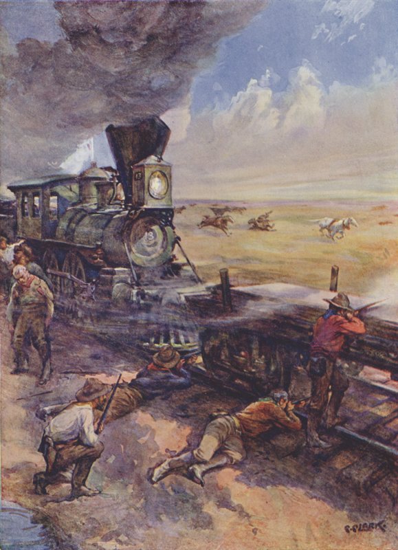 Railroadmen repelling an attack by Indians  by Christopher Clark