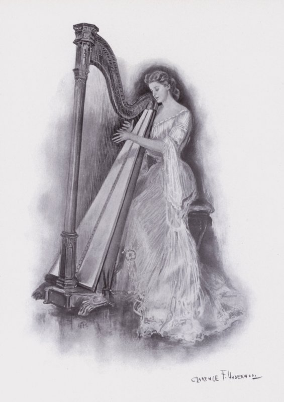 Arp çalan kadın (renkli taş) by Clarence F. Underwood