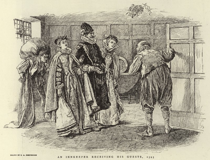 Misafirlerini karşılayan bir hancı, 1595 by Claude Shepperson