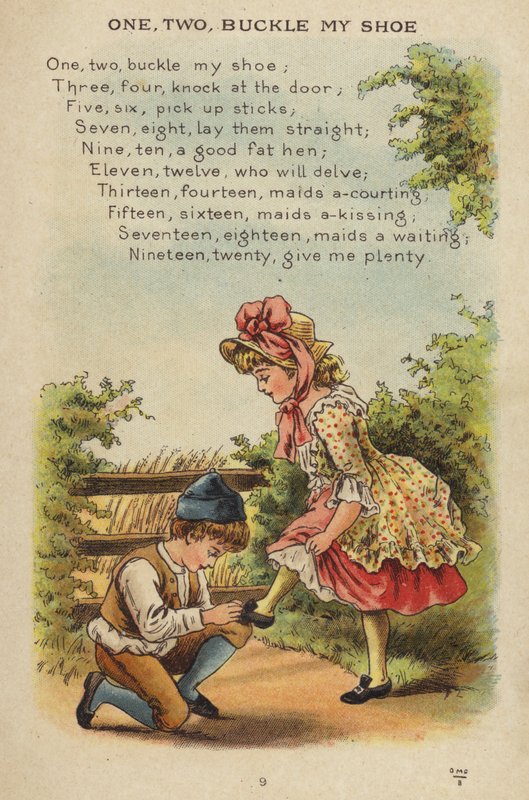 Tekerleme: Bir, İki, Ayakkabımı Toka (chromolitho) by Constance Haslewood