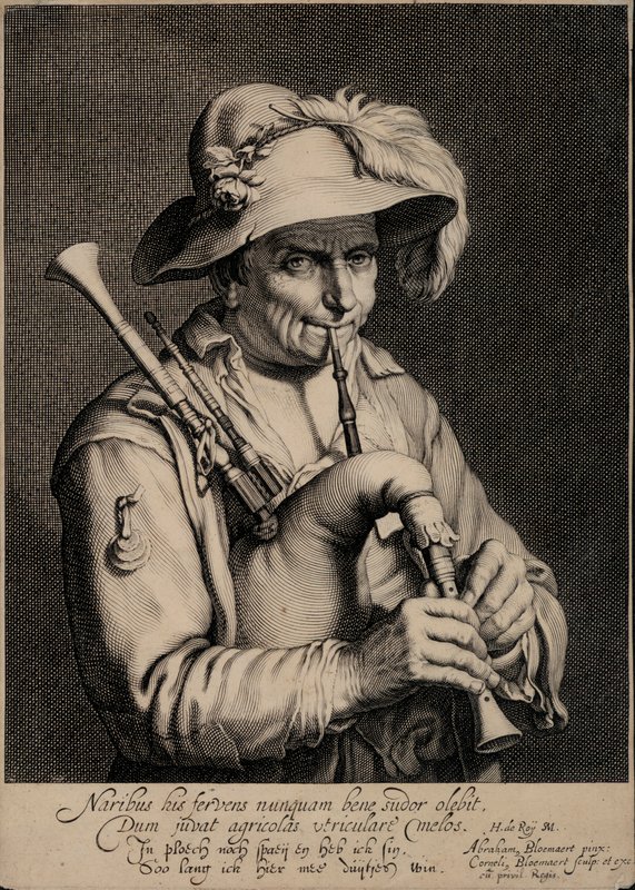 Gayda oynayan adam (gravür) by Cornelis Bloemaert