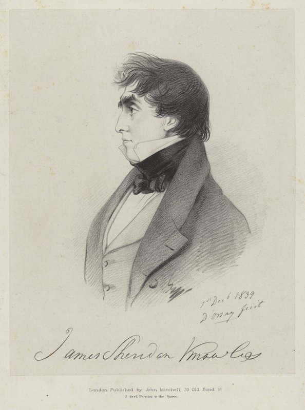 James Sheridan Knowles, İrlandalı oyun yazarı ve aktör, 1839 by Count Alfred D