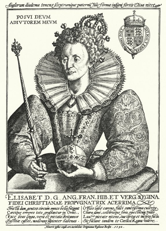 Elizabeth I, İngiltere Kraliçesi (gravür) by Crispin I de (after) Passe