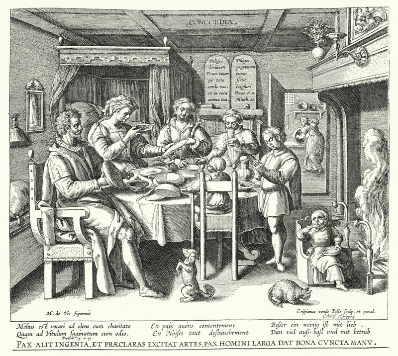 Yemekten Önce Dua (gravür) by Crispin I de (after) Passe