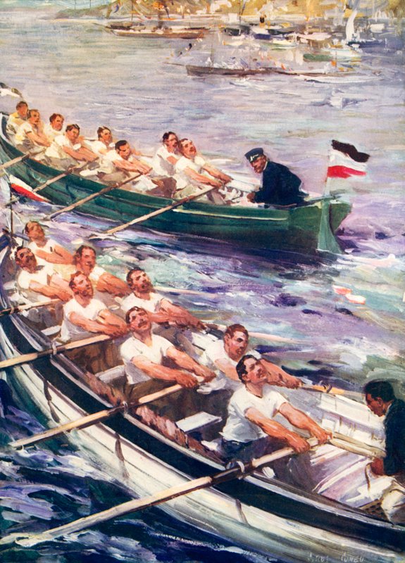 İngilizler ve Almanlar arasında kürek yarışı by Cyrus Cuneo
