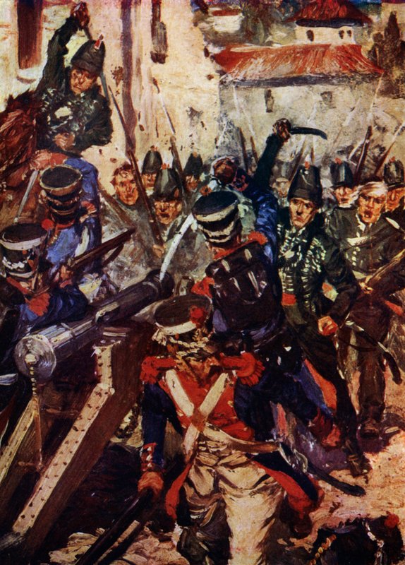 Bir Köyü temizleyen Tüfek Tugayı (renkli taş) by Cyrus Cuneo