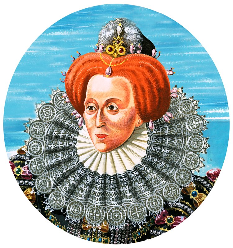 Kraliçe I. Elizabeth (kağıt üzerinde guaj) by Dan Escott