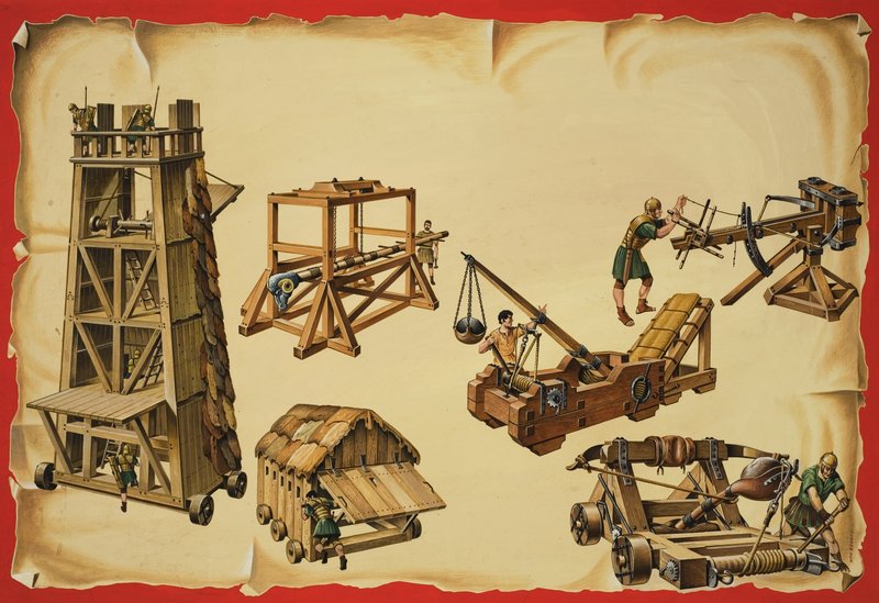 Kuşatma Makineleri (kağıt üzerine guaj) by Dan Escott
