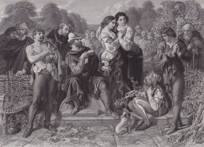 Orlando ve Güreşçi, "Beğendiğiniz Gibi" (gravür) by Daniel (after) Maclise