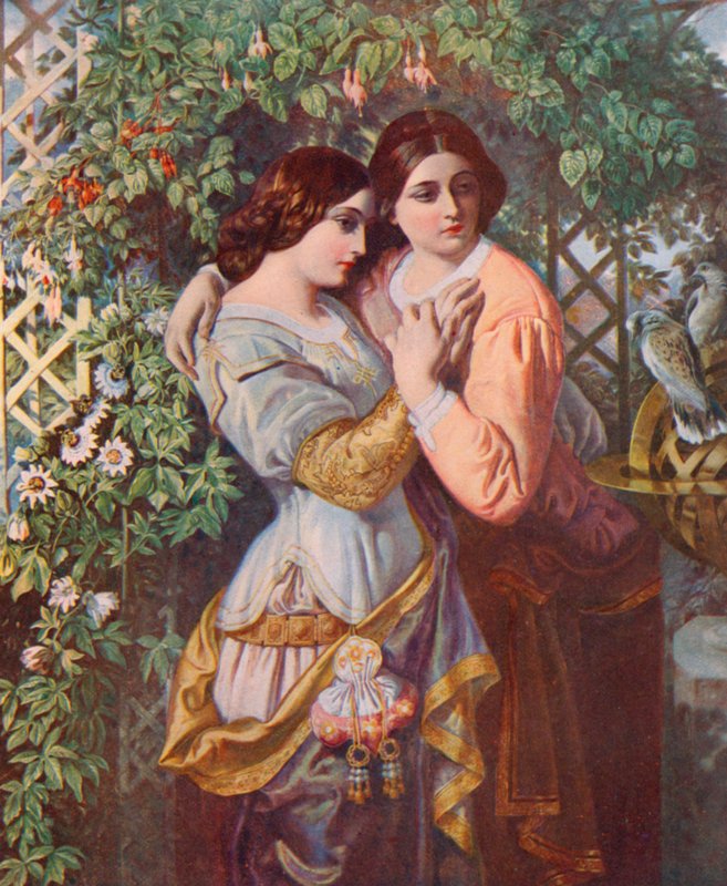 Shakespeare: Celia ve Rosalind, İstediğiniz Gibi, I. Perde, 3. Sahne (renkli taş) by Daniel (after) Maclise
