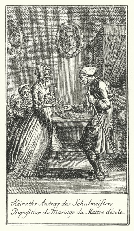 Okul Müdürünün Evlilik Teklifi (gravür) by Daniel Nikolaus (after) Chodowiecki