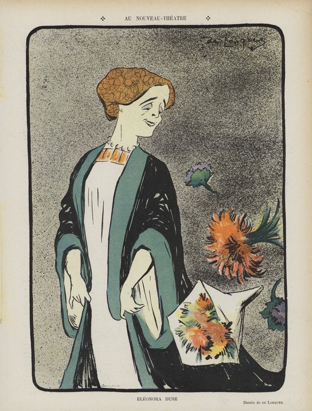Eleonora Duse, İtalyan aktris. Le Rire için İllüstrasyon by Daniel de Losques