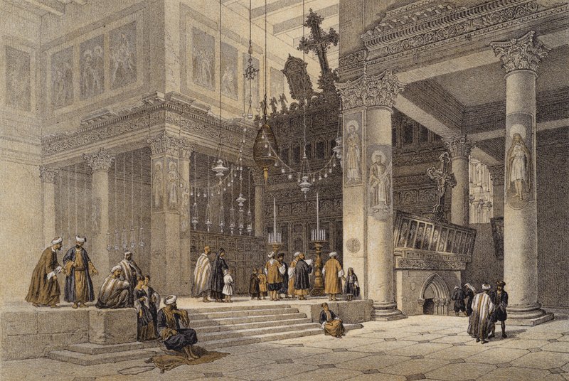 St Helena Kilisesi (renkli taş) by David (after) Roberts