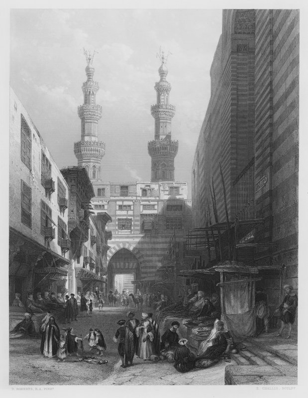 Metwaleys Kapısı, Kahire, Kraliyet Koleksiyonu'ndaki resimden (gravür) by David (after) Roberts