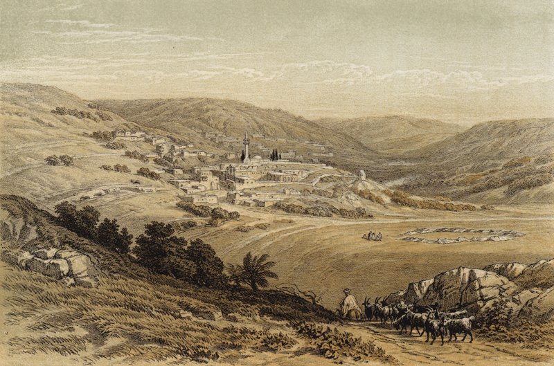 Nasıra'nın Genel Görünümü (renkli taş) by David (after) Roberts