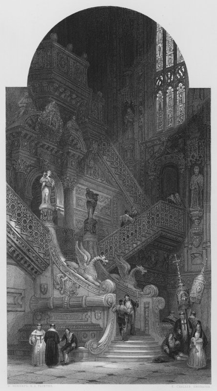 Vernon Galerisi'ndeki resimden Burgos Katedrali'nin içi (gravür) by David (after) Roberts