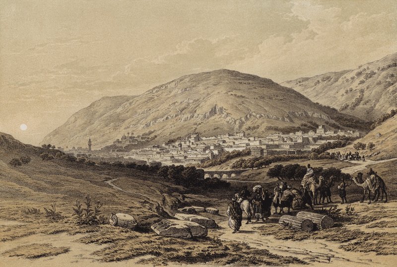 Nablous, Kadim Şekem (renkli taş) by David (after) Roberts