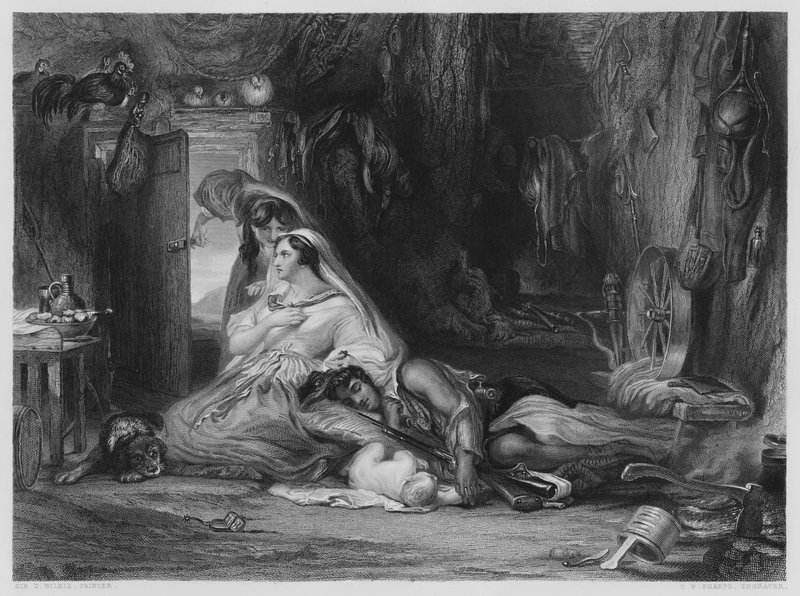 Peep O' Day Boy's Cabin, Vernon Gallery'deki resimden (gravür) by David (after) Wilkie
