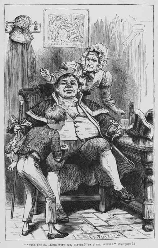 Charles Dickens tarafından Oliver Twist için illüstrasyon (gravür) by David Henry Friston