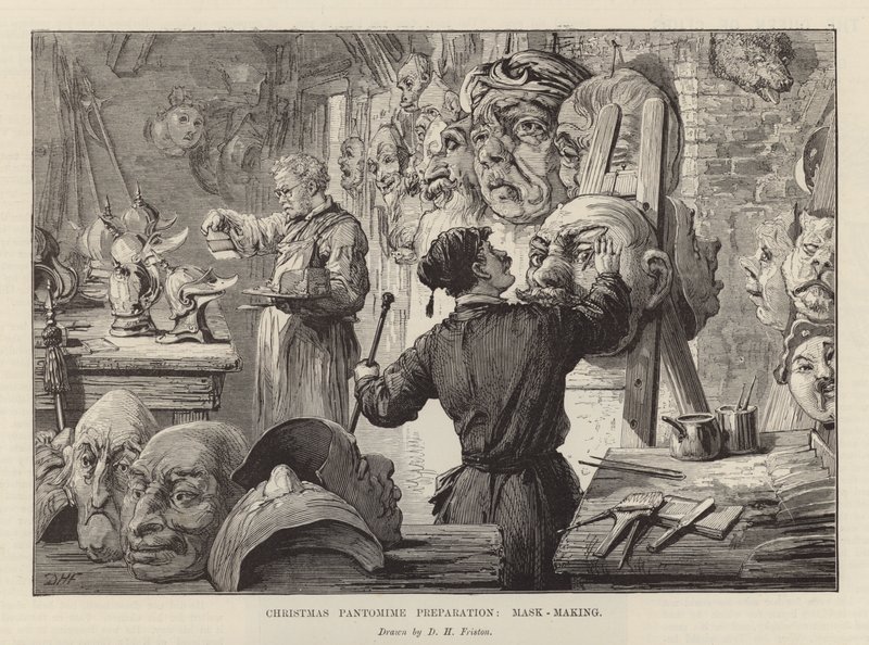 Noel pandomimi için maske yapımı (gravür) by David Henry Friston