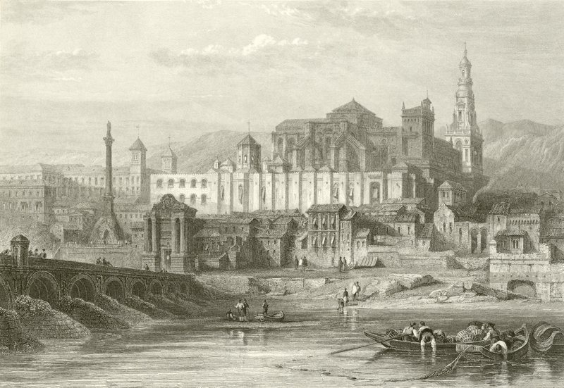 Ulu Cami ve Alcazor veya Engizisyon Zindanı, Cordova by David Roberts