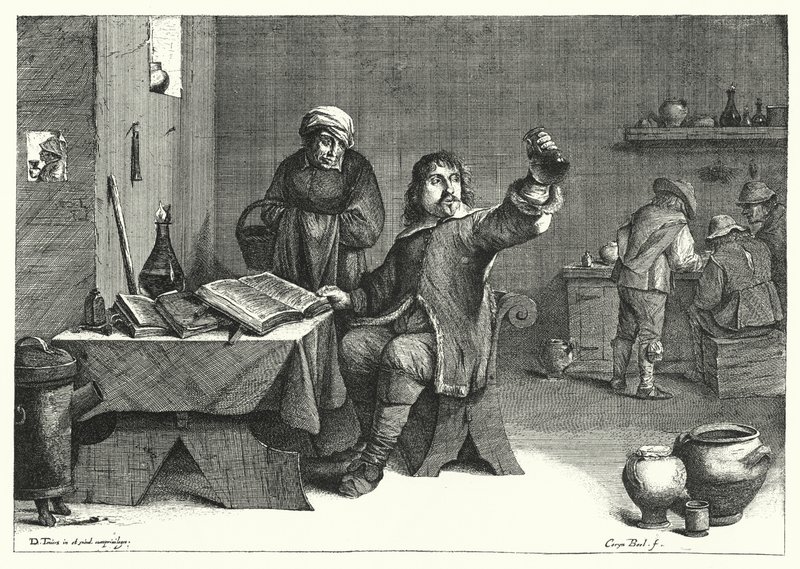 İdrar Doktoru (gravür) by David the Younger (after) Teniers