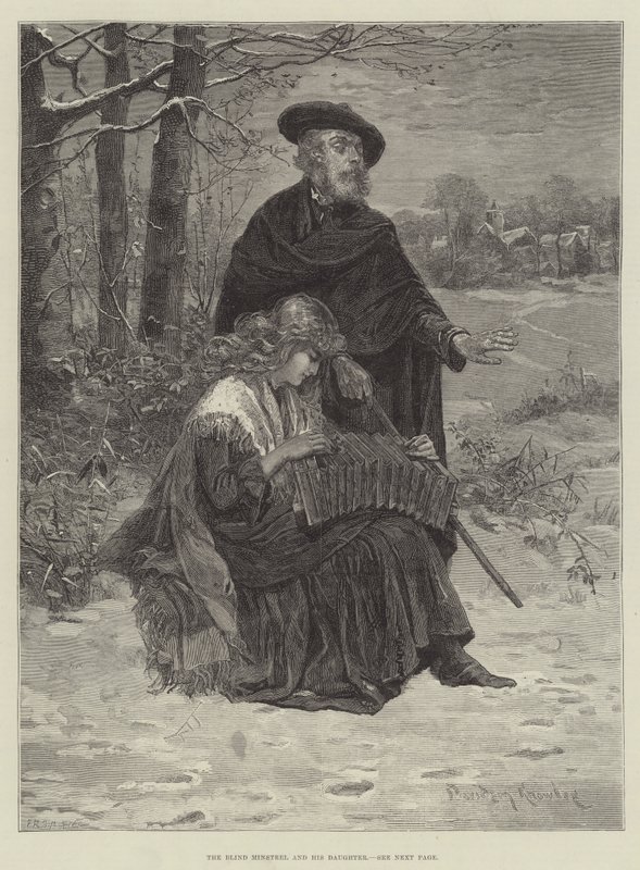 The Blind Minstrel and his Daughter  by Davidson Knowles