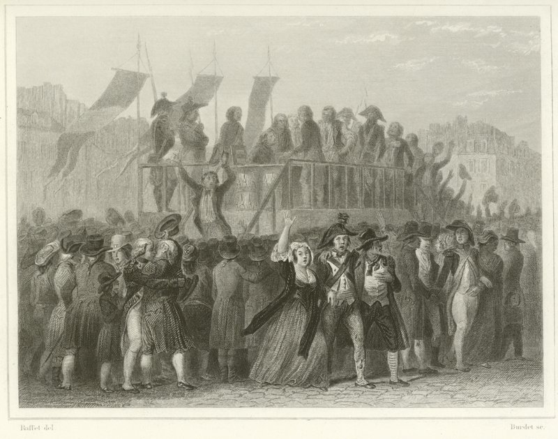 Volunteers enlisting  by Denis Auguste Marie Raffet