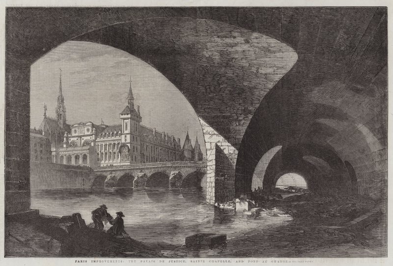 Paris İyileştirmeleri, Palais de Justice, Sainte Chapelle ve Pont au Change by Dieudonne Auguste Lancelot