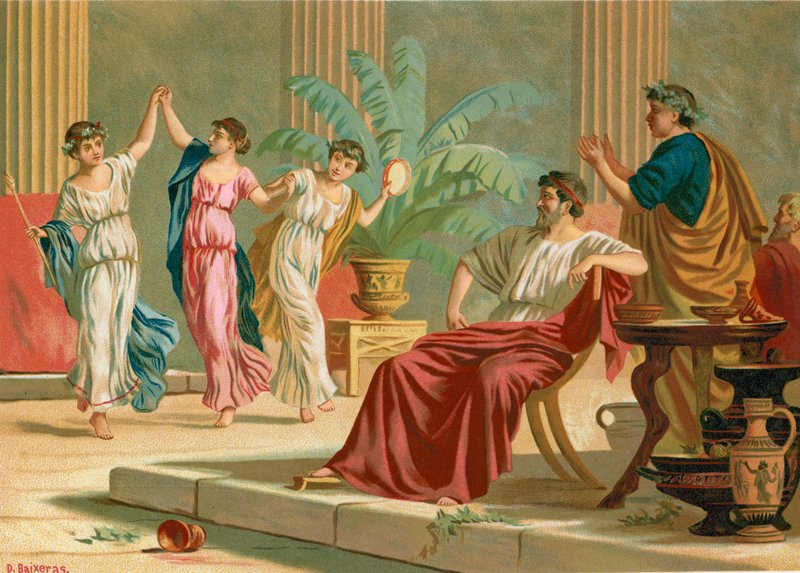 Akşam yemeği sırasında Yunan dansı by Dionisio Baixeras Verdaguer