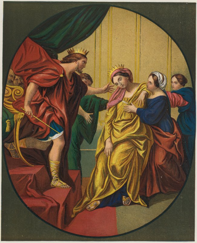 Ester, Kral Ahasuerus'a getirildi by Domenichino