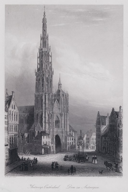 Anvers Katedrali (gravür) by Domenico (after) Quaglio