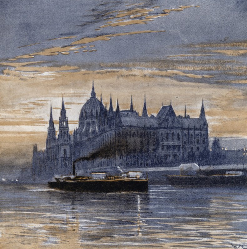 Buda-peşte ve Parlamento Binası (renkli taş) by Donald (after) Maxwell