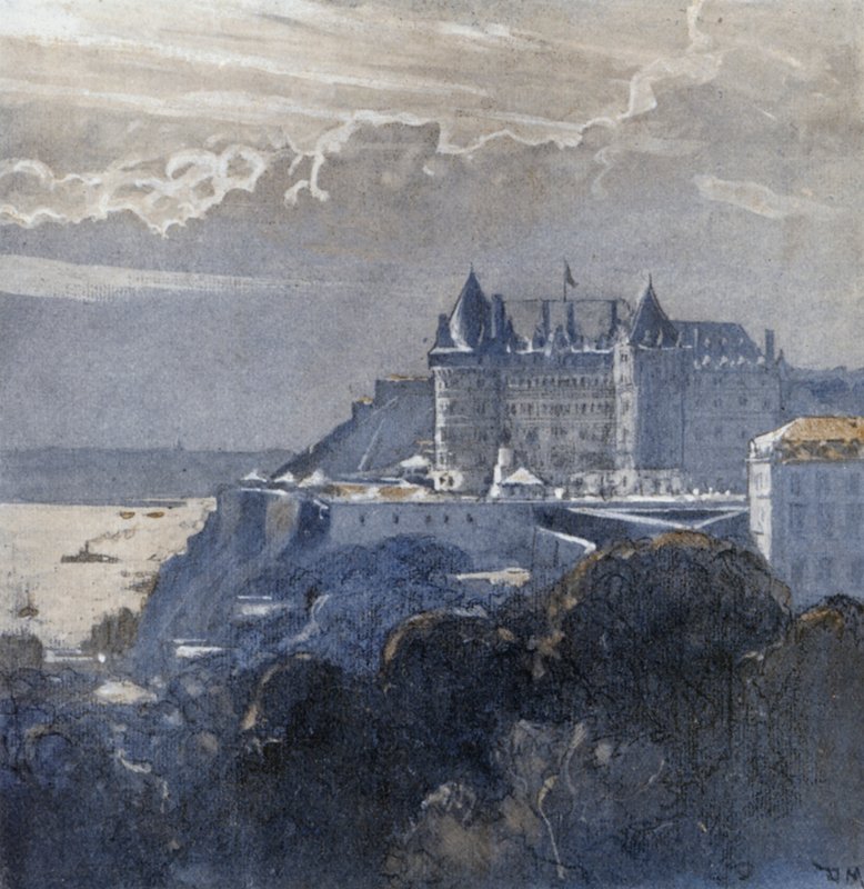 Quebec ve Chateau Frontenac (renkli taş) by Donald (after) Maxwell