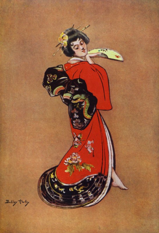 Geyşa, bir poster için tasarım (renkli taş) by Dudley Hardy