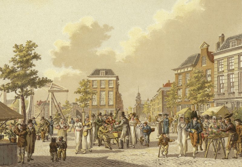 Çiçek pazarı, Rotterdam, 1807 by Dutch School