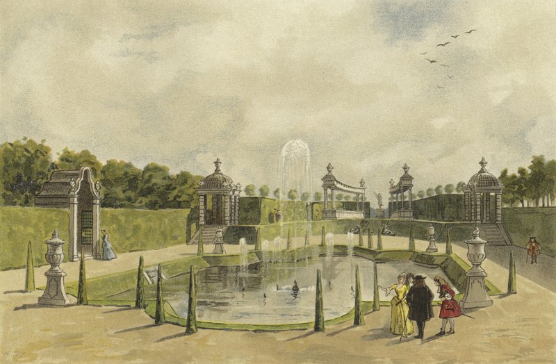 Bir villanın bahçesi, 18. yüzyılın başlarında by Dutch School