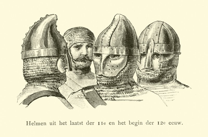11. yüzyılın sonları ve 12. yüzyılın başlarına ait kasklar by Dutch School