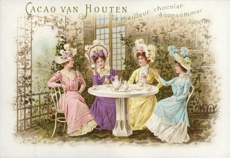 Bahçede çikolata içen kadınlar by Dutch School