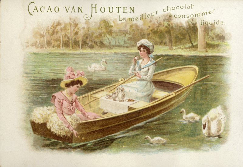 Kayıkta, çikolata içen kadınlar by Dutch School