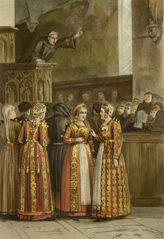 Geleneksel Friesian kostümlü kadınlar, Hollanda, 15. yüzyıl by Dutch School