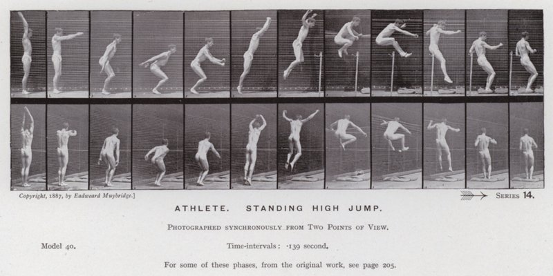 Hareket Halindeki İnsan Figürü: Atlet, ayakta yüksek atlama by Eadweard Muybridge