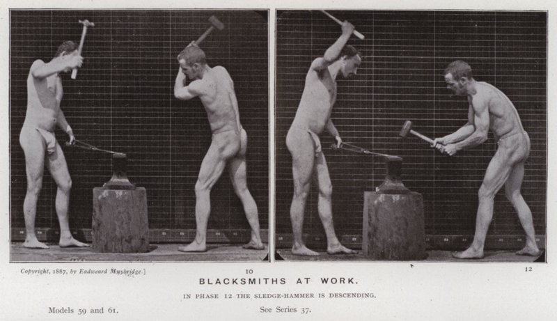 Hareket Halindeki İnsan Figürü: Demirciler iş başında by Eadweard Muybridge