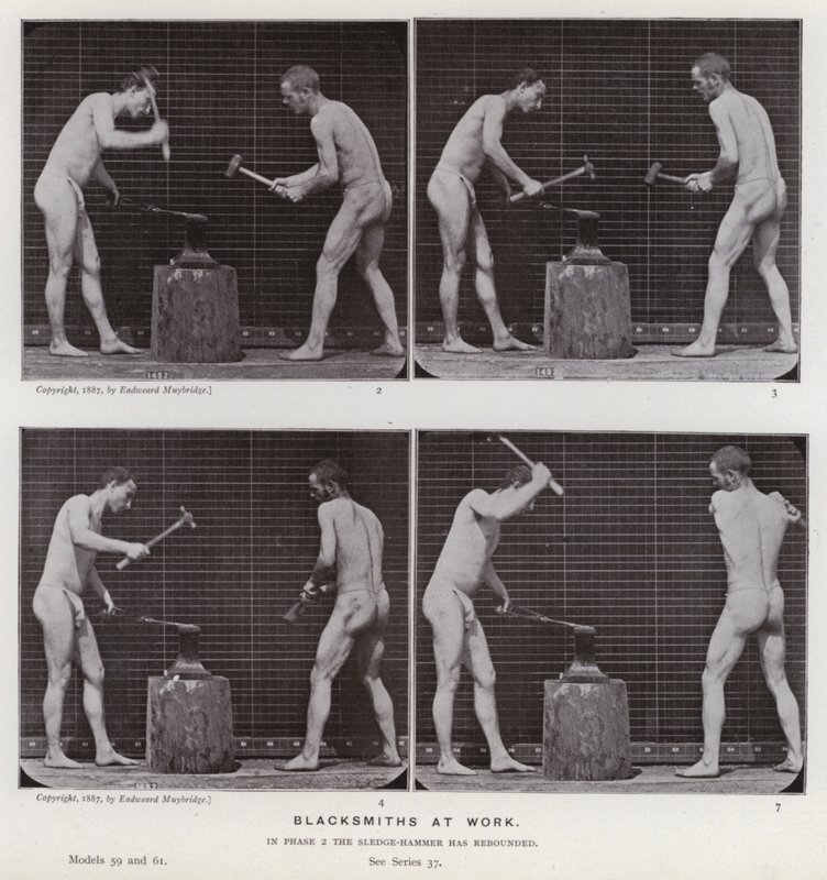 Hareket Halindeki İnsan Figürü: Demirciler iş başında by Eadweard Muybridge