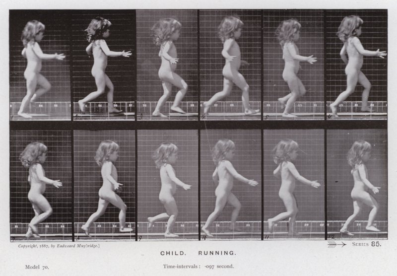 Hareket Halindeki İnsan Figürü: Çocuk, Koşma (s/b fotoğraf) by Eadweard Muybridge