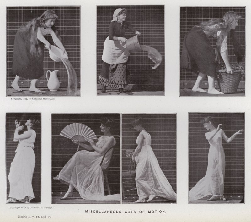 Hareket Halindeki İnsan Figürü: Çeşitli hareket eylemleri (s/b fotoğraf) by Eadweard Muybridge