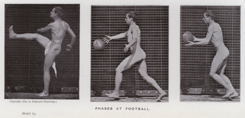 Hareket Halindeki İnsan Figürü: Futbolun Aşamaları (s/b fotoğraf) by Eadweard Muybridge