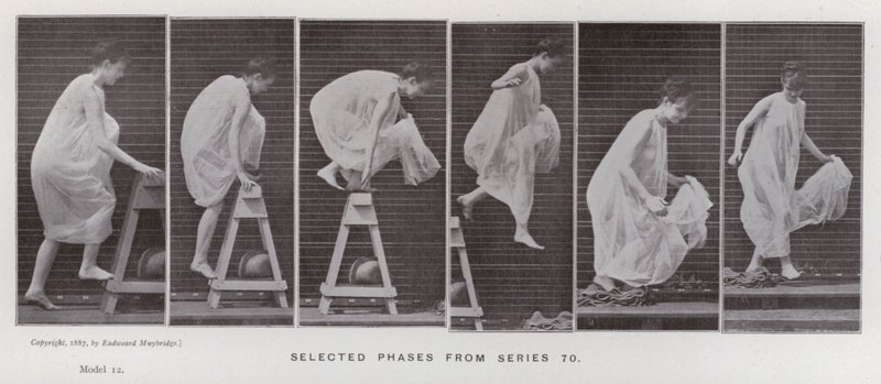 Hareket Halindeki İnsan Figürü: 70. seriden seçilmiş evreler (s/b fotoğraf) by Eadweard Muybridge